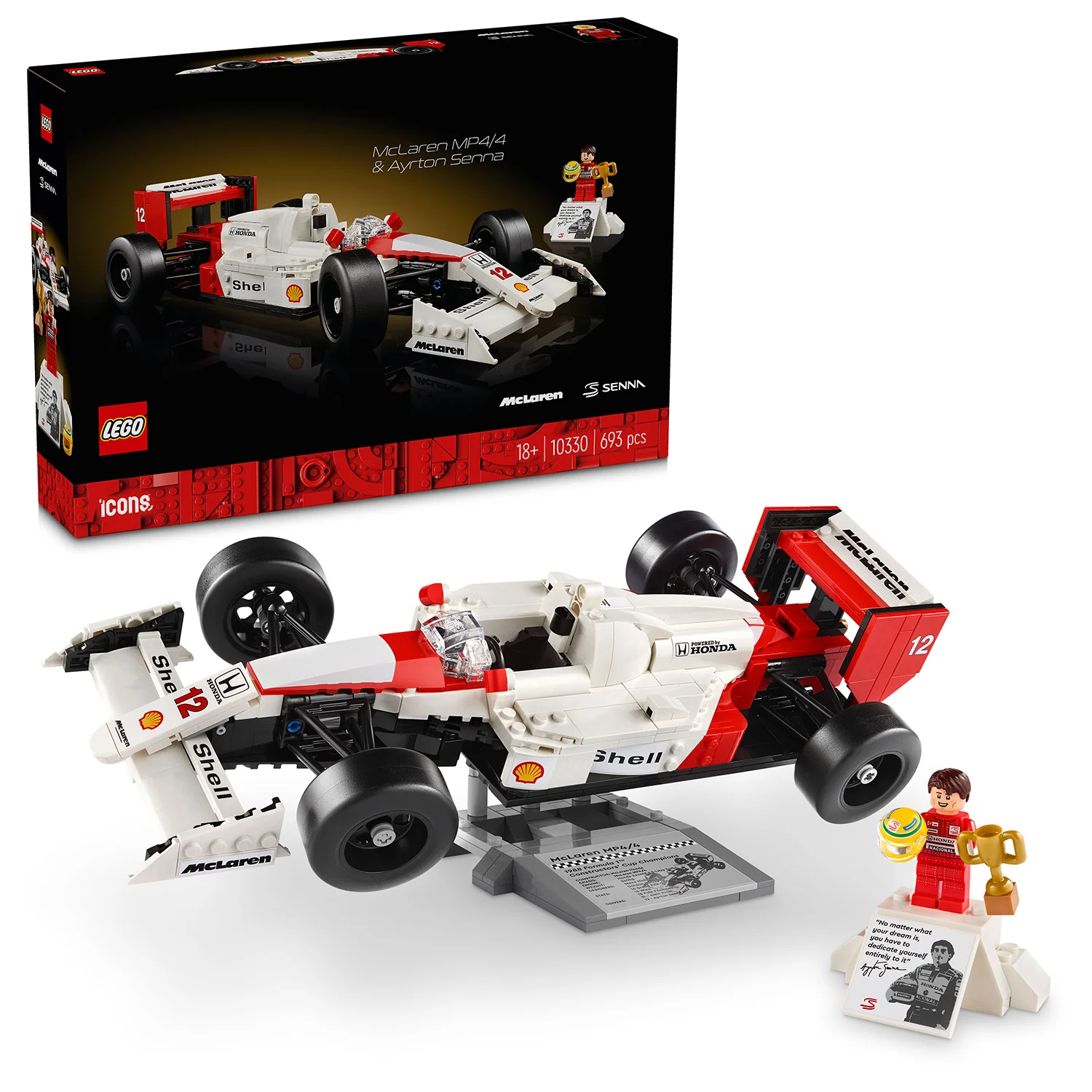 LEGO® ICONS™ McLaren MP4/4 & Ayrton Senna