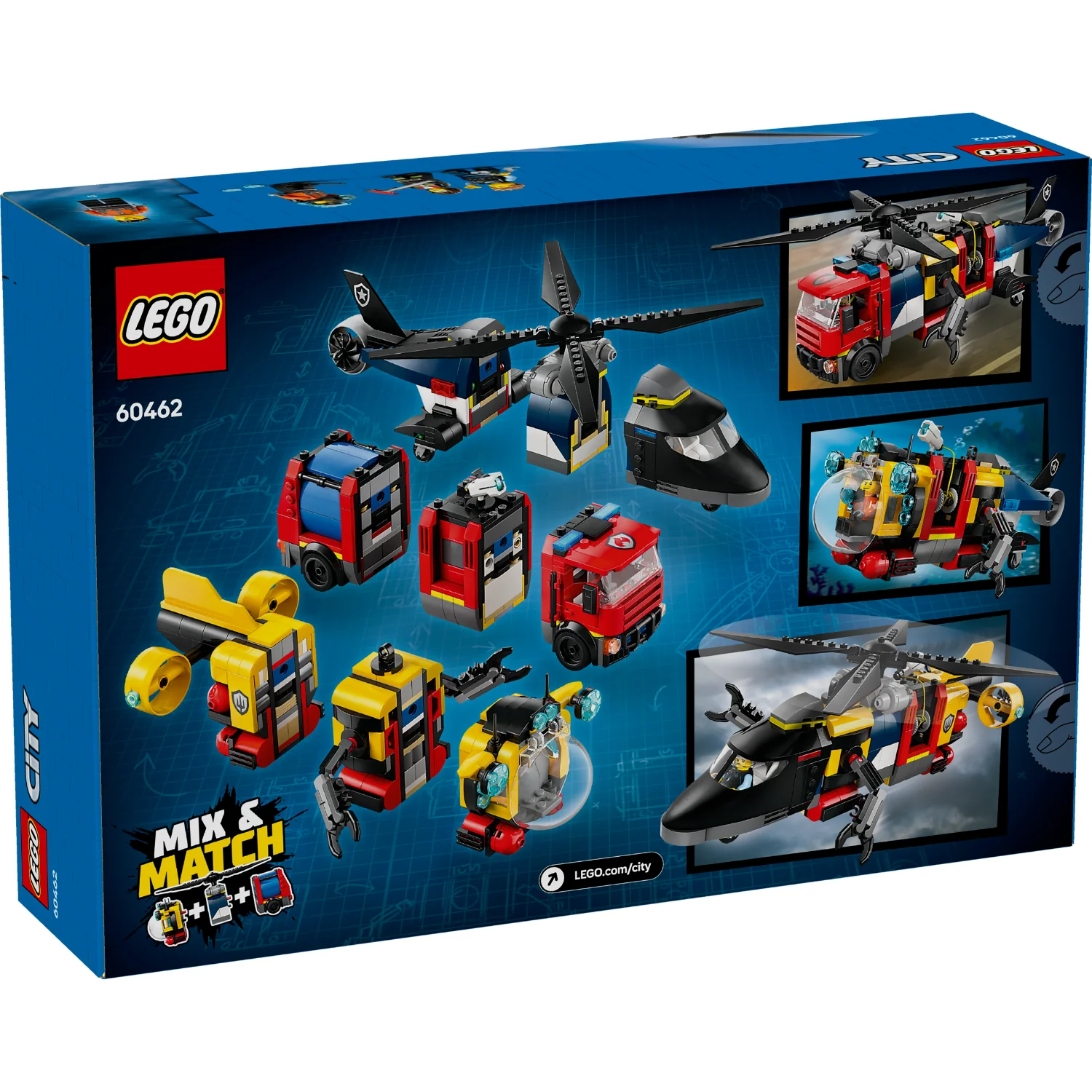 LEGO® City Helicopter, Fire Truck & Submarine Remix