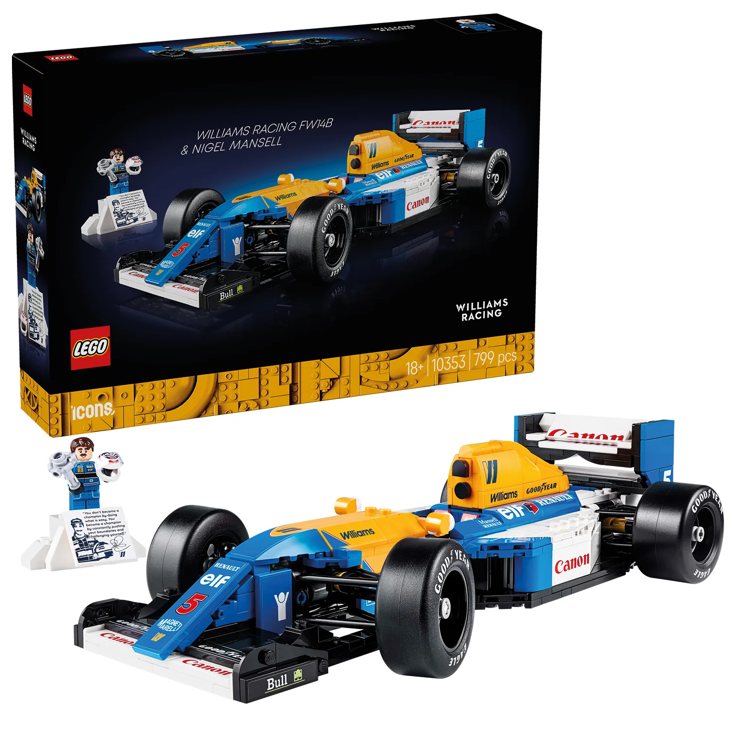 LEGO® ICONS™ Williams Racing FW14B & Nigel Mansell